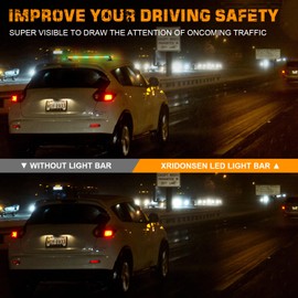 XRIDONSEN 37 Inch 104 LED Roof Top Amber Green Emergency Lights Magnetic Traffic Advisor Strobe Light Bar Warning Flashing Safety Double Side Light for Construction Vehicles Plow Trucks Pickup Wrecker