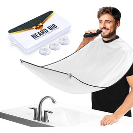 Leaflai Beard Bib Beard Apron, Beard Hair Catcher for Men Shaving & Trimming Non-Stick Waterproof Beard Cape Grooming Cloth with 3 Suction Cups Birthday Gifts for Men Him Boyfriend