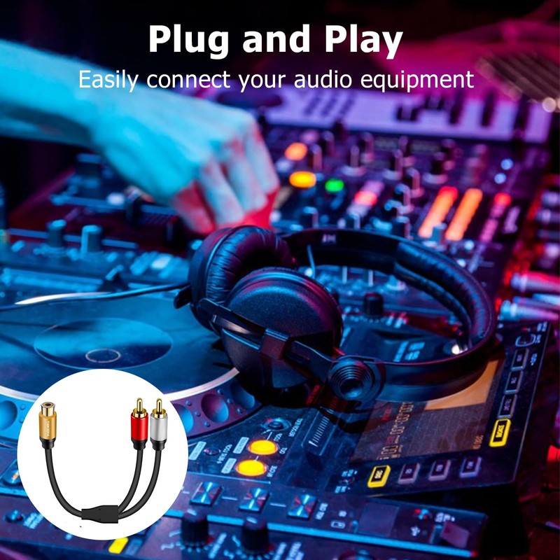 TEKERA RCA Y Cable Splitter, Gold-Plated Plug Subwoofer 1 Female