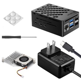 RasTech for Raspberry Pi 5 Kit with 5.1V5A DC Type-C Power Suply, V5 Active Cooler and ABS Case for Raspberry Pi 5 16GB/8GB/4GB/2GB Board