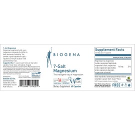Biogena 7-Salt Magnesium -  60 Vegetarian Capsules - Newest Expiration!