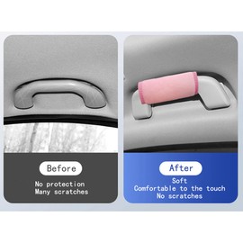 Andazododc Car Door Handle Protector, 5PCS Car Grab Handle Cover Plush Soft Grip for Universal Vehicle Models Car Interior Accessories Organizer (Pink)