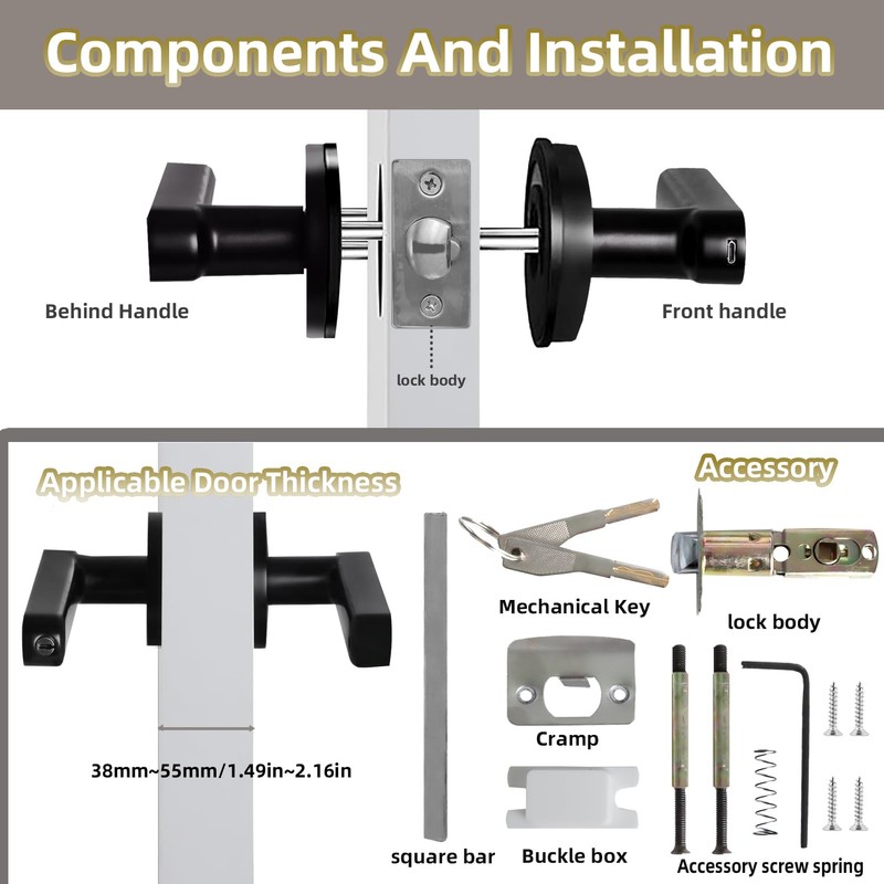 Zhuofeiya Smart Door Knob Lock - 5-in-1 Keyless Entry with