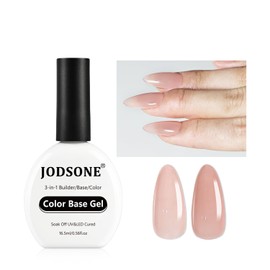 JODSONE 16.5ml Builder Base Gel - 3-in-1 Jelly Rubber Gel Nude Sheer Colored Base Coat, Color & Builder in One, Gray Brush for Smooth Application