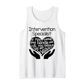 Intervention Specialist T shirt Heart Hands School Gift Tank Top