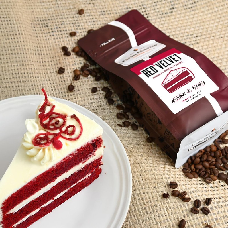 Fresh Roasted Coffee, Red Velvet Flavored Coffee, 12 oz, Medium