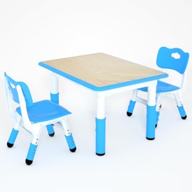 MOCUTEEN Kids Table and Chair Set, Toddler Table and Chair Set, Height Adjustable, Non-Slip Table Legs&Organizer, Graffiti Desktop, Suitable for Kids Table and Chairs Ages 3-12