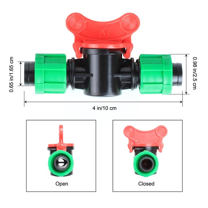 Drip Irrigation Shut Off Valve, In-Line Barbed Switch Valve Locking