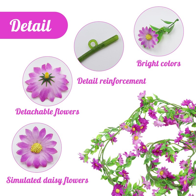 OMJMYY Pack of 2 Artificial Flowers Garland, Flower Garland Decoration,
