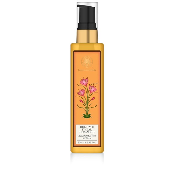 Forest Essentials Kashmiri Saffron and Neem Delicate Facial Cleanser, 200ml - --"Shipping by FedEx"