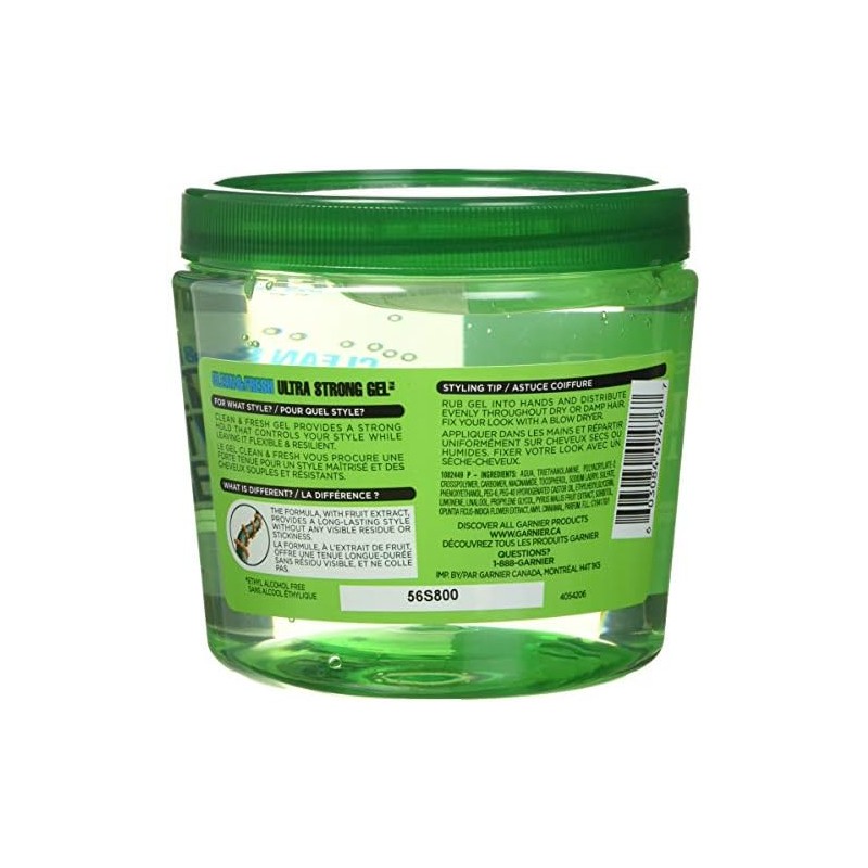 Garnier Fructis Style Ultra Strong Hold Gel, Clean and Fresh,
