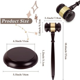 Gavel and Block Set, Wooden Handcrafted Judge Hammer Gavel Sound Block for Lawyer Judge Auction Sale,Lawyer, Student, Auction Court, and Gifts