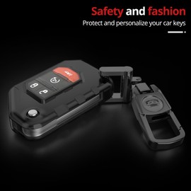 for Jeep Key Fob Cover with Keychain.No Screws Required for Installation. Compatible with 2018-2024 Wrangler JL JLU Rubicon Wagoneer Gladiator JT Sahara JLU (Black, Model 2)