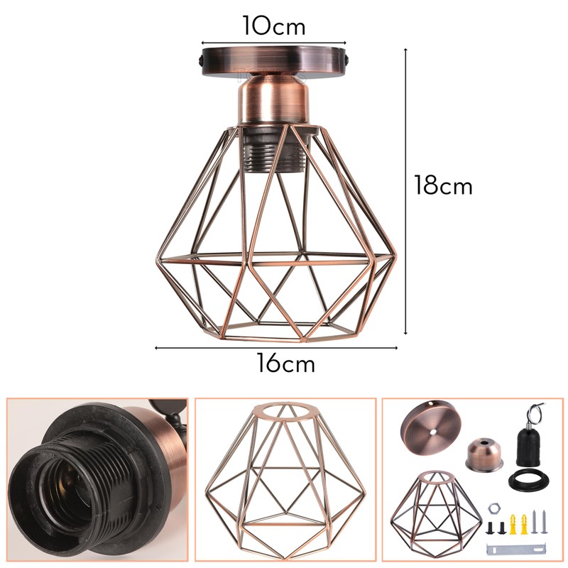 TOKIUS Ceiling Light 16 cm Vintage Ceiling Light in Industrial