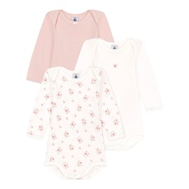 Petit Bateau 3 Pack Bodysuits Long Sleeve Flowers, multicoloured