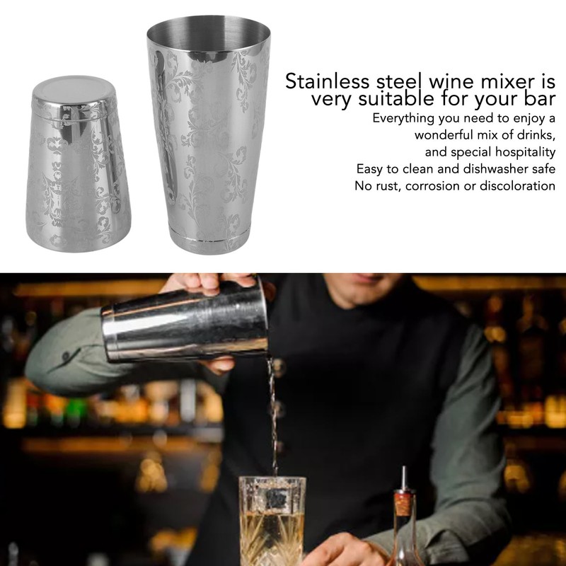 Stainless Steel Cocktail Shaker Engraved Martini Shaker Silver Japanese American