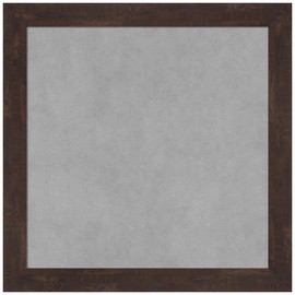 Amanti Art Brown Framed Magnetic Board 19x19 Small Vision Board for use with Magnets, 100% Metal Sheet to Display Items as Office Decor or for Home Organization in mudroom, Kitchen or Kids Room