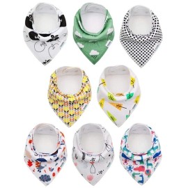 esa Kids Baby Bandana drool teething Bibs 8-pack Cotton Absorbent Soft Boy Girl