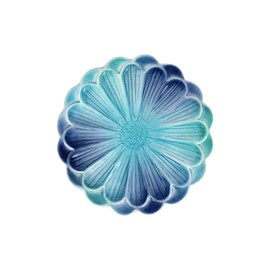 Vietri Lisbon Cobalt and Aqua Flower Cocktail Plate - 6.75" D Handcrafted Hard Ceramic Dish for Appetizers & Desserts