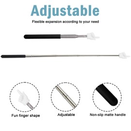 Treayes Retractable Pointer, Teaching Stick, Classroom Teacher Supplies, Portable Finger Pointer for Educators and Extendable Hand Pointer Finger for Elementary School Kindergarten Teacher(Black)