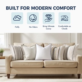 MIULEE 20x20 Pillow Inserts, Fluffy Down Alternative Filling Pack of 2 Ultra Soft Throw Pillows for Sofa Couch Bed