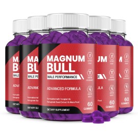 Unbranded (5 Pack) Magnum Bull Gummies for Men, Ultra Potency Formula For Male Health