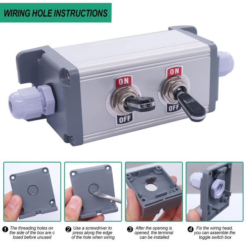 Twidec/2 Gang Toggle Switch Box 16A 250V SPST 2 Position