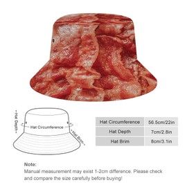 Bacon Bucket Hat Fashion Retro for Men Women Funny Summer Beach Fishing Packable Outdoor Sun Fisherman Hat