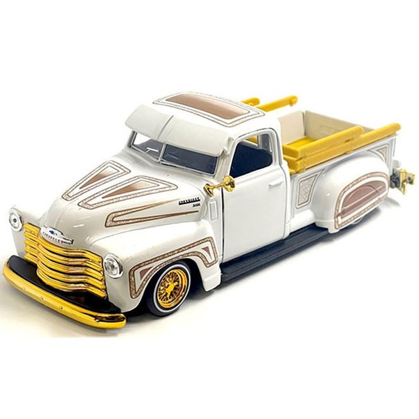 1950 Chevy 3100 Pickup Truck Lowrider White with Graphics and