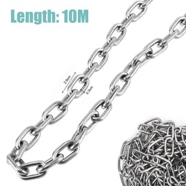 TOMIUS 10M 304 Stainless Steel Chain ⌀3mm Metal Security Chains Heavy Duty Stainless Chain Link for Hanging Plant Clothes Swing Pet Garage Doors Bicycle Lock Antirust