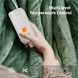Templewet Heated Blanket Electric Throw 50" x 60" -Heated Throw Blanket with 4 Heating Levels & 3 Hours Auto Off,Machine Washable,ETL & FCC Certification,Over-Heat Protect（Lake Green）