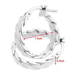 Citerna Women's 9ct White Gold Flat Striped Design Hoop Earrings