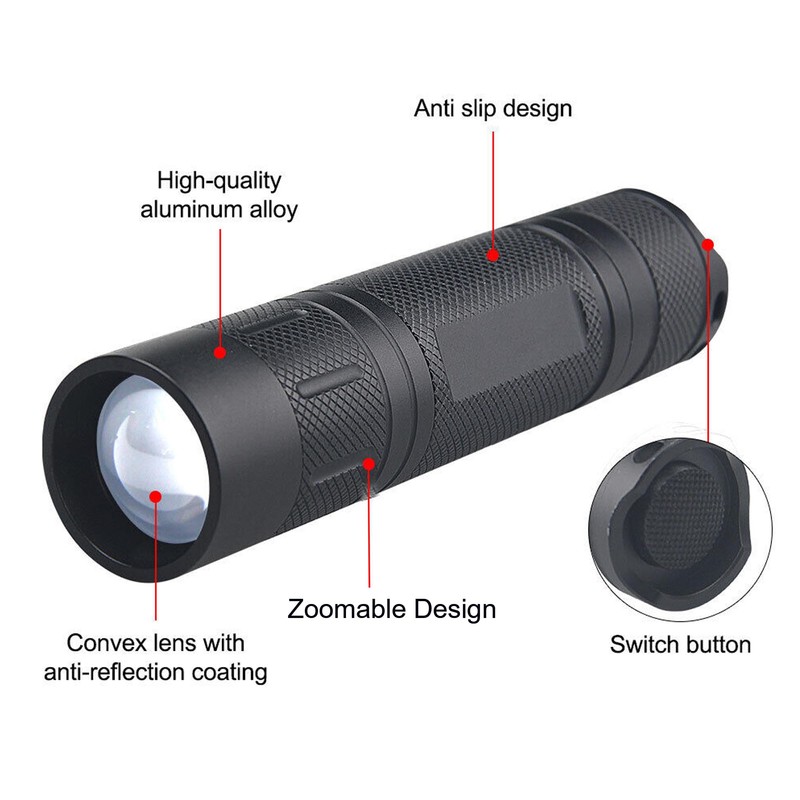 ZYUNMALL Blue Light Flashlight Single Mode Zoomable Blue LED Flashlights