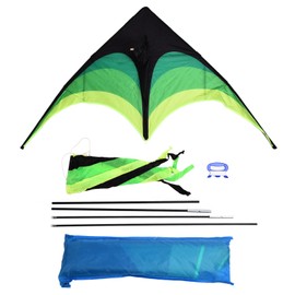 1.6m Long Prairie Triangle Kite for Kids and Adults Easy to Assemble and Fly Kite with Spiral Tail for Family Outdoor Games