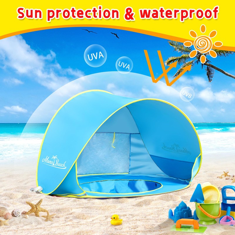 Monobeach Baby Beach Tent with Sun Hat Pop Up Portable