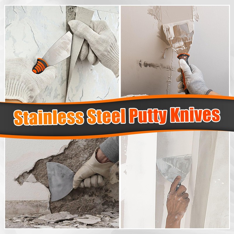 THINKWORK Drywall Knife Set, 10Pcs Drywall Tools Include Stainless Steel