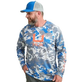 HUK Men's Standard Scott Patterned Pursuit Hoodie, Hooded Fishing Shirt, KC-Night Owl 2.0