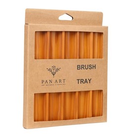Pan Art Brush Drying Tray - 5 Slot Empty Pine Wood Holder | Paint Tool for Artists | Brown - 1 Piece