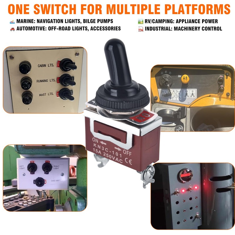 Waterproof Toggle Switch 12V, 30A SPST 2-Pin ON/Off Rocker Switch