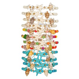 LXSSLY 12Pcs Friendship Bracelets Set for Women Heishi Surfer Colorful Starfish Beaded Bracelets Boho Layering Elastic Stretch Bracelets for Women
