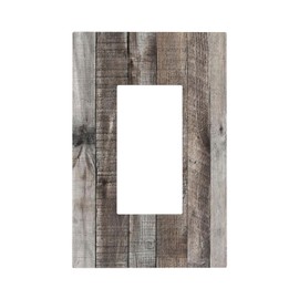 Dark Brown Gray Grey Wood Wooden Plank Grain Decorative 1 Gang Single Decorator/Gfci Outlet Light Switch Cover Barn Western Cabin Lodge Style Electrical Rocker Receptacle Wall Plate for Dimmer, USB