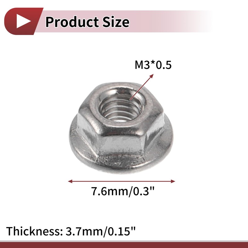 HEROFFIX 5 Pcs M3x0.5 Car Flange Nuts 316 Stainless Steel