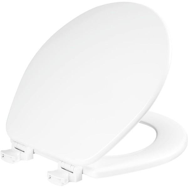 CHURCH 540EC 000 Toilet Seat with Easy Clean & Change Hinge, ROUND, Durable Enameled Wood, White
