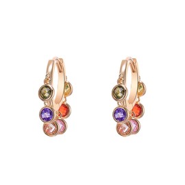 Crystal Dangle Hoop Earring for Women, Hypoallergenic Silver Plated and Rose Gold Earrings with Colorful Zirconia