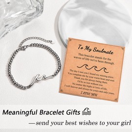 Shuxin Valentines Gifts for Her, Wife Girlfriend Birthday Gifts, Valentines Day Gifts for Her Romantic, Wave Bracelet Gifts for Women, Christmas Gifts Present Ideas for Girls Women