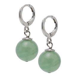 Frauen handgemachte natürlichen Edelstein 12mm Runde Kugel Ohrringe - Edelstein Perlen 925 Silber Ohrringe (Aventurin grün)