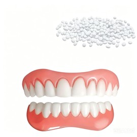 Moldable Snap-On Veneers, Upper and Lower False Teeth Set