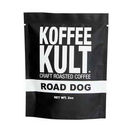 Koffee Kult Road Dog Whole Bean Coffee - Premium Arabica Coffee Beans for Caffeine Enjoyers Seeking Bold, Rich Flavor and Aroma in Every Cup - Perfect for Brewing Enthusiasts (Whole Bean, 2oz) (2oz, Road Dog)