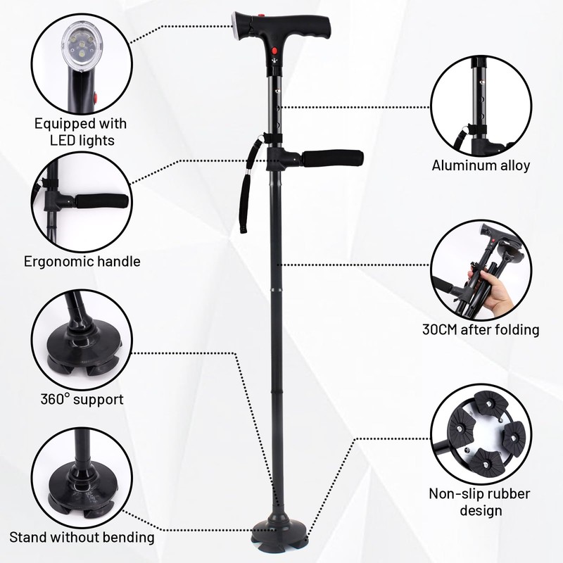 Adjustable Folding Walking Sticks for Men Women Senior Elderly with