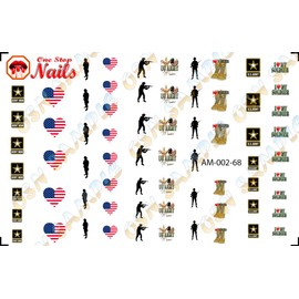 Army MoM, I Love My Soldier Clear waterslide Nail Art Decals. Set of 68
